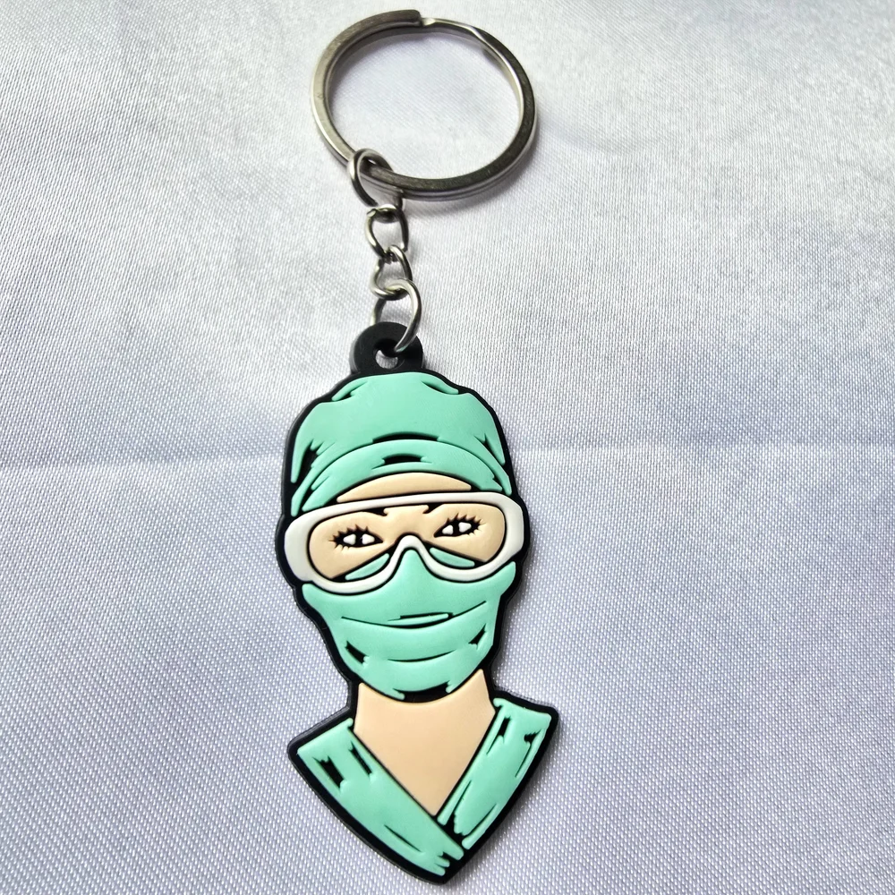 Cute Surgical Nurse and Stethoscope Keychain Pair -‎ Mint & Pink